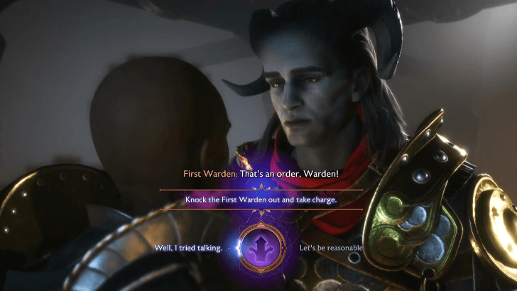 Punch or Talk to the First Warden