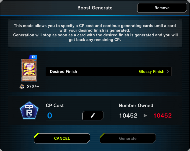 Master Duel - Boost Generate until Desired Finish