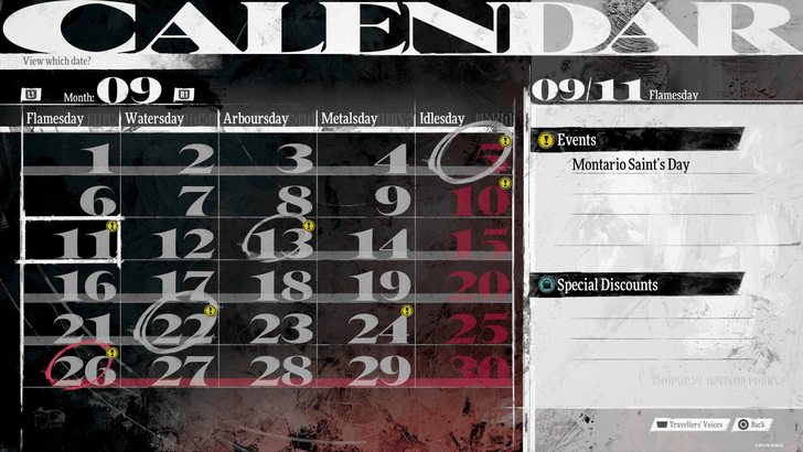 Metaphor ReFantazio - Calendar Days