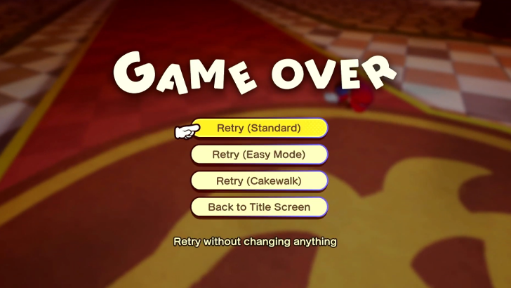 Game Over screen with all difficulties
