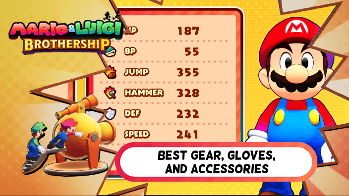 Mario and Luigi Brothership Best Gear, Gloves, and Accessories