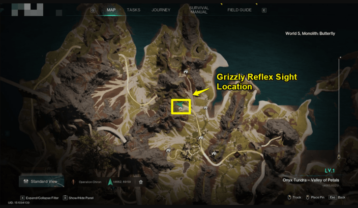 Grizzly Reflex Sight Map