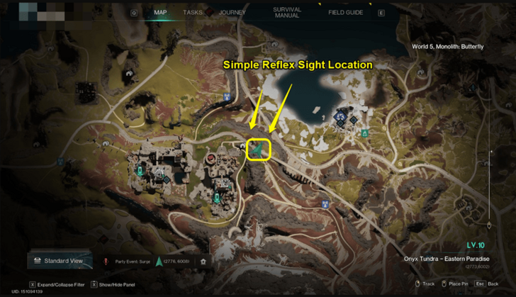 Once Human - simple reflex sight map