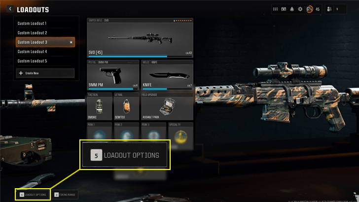 Select Loadout Options