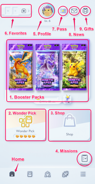 Pokemon TCG Pocket - Home Screen UI