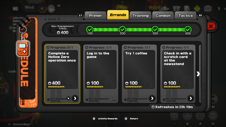 Compendium Errands Tab