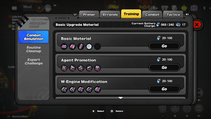 Compendium Training Tab