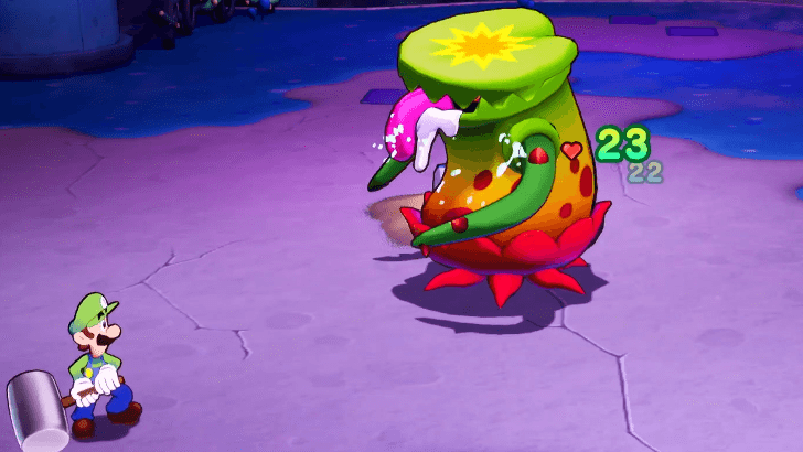 Gobblick healing after swallowing Mario