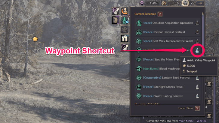 Throne and Liberty Waypoint on Schedule