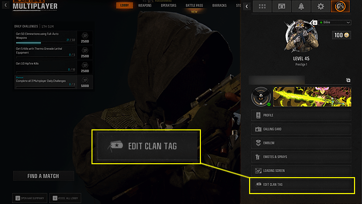 Equipping the Clan Tag