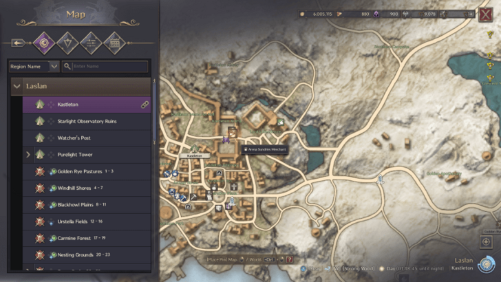 Throne and Liberty - Arena Sundries Merchant Map