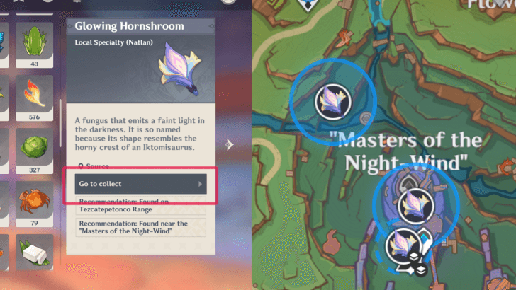 Genshin - Glowing Hornshroom Item Tracker