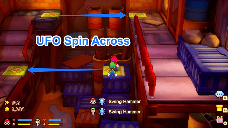 Desolatt Island Walkthrough Cross Gaps with UFO Spin Bros Move