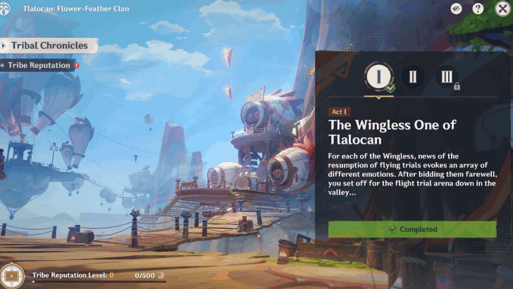 Genshin Impact The Wingless One of Tlalocan Walkthrough - Unlocks the Flower-Feather Clan Reputation