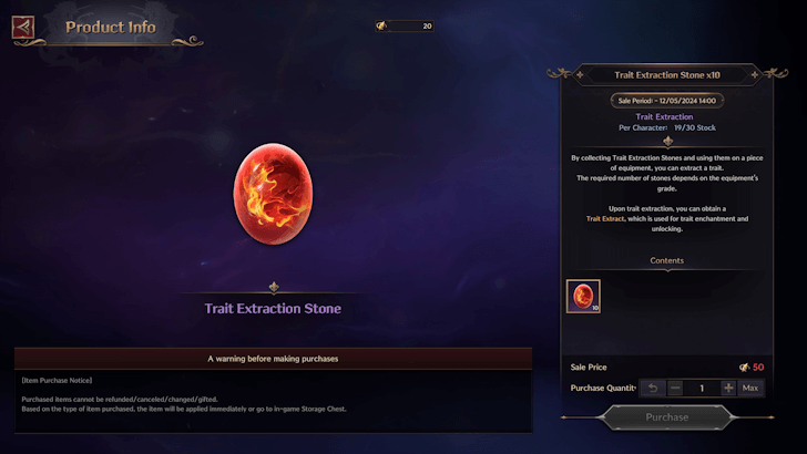 Trade for Trait Extraction Stone