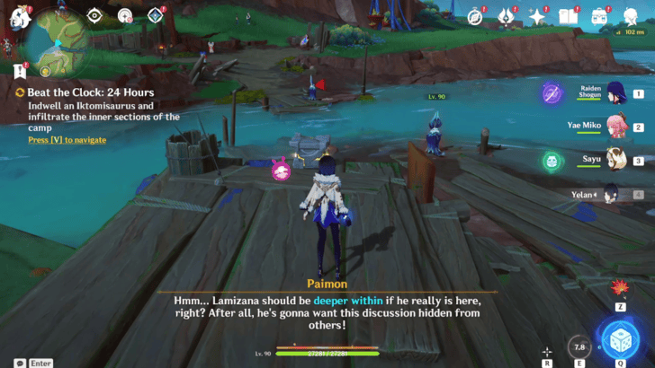 Genshin Impact Beat the Clock: 24 Hours Walkthrough - Indwell an Iktomisaurus and infiltrate the inner sections of the camp