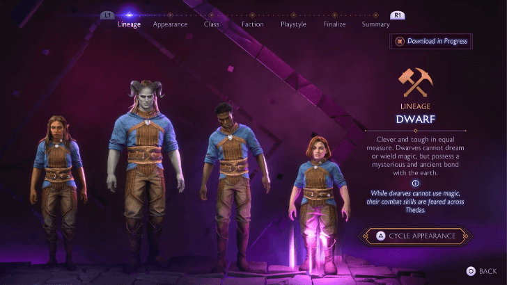 Character Creator Screen