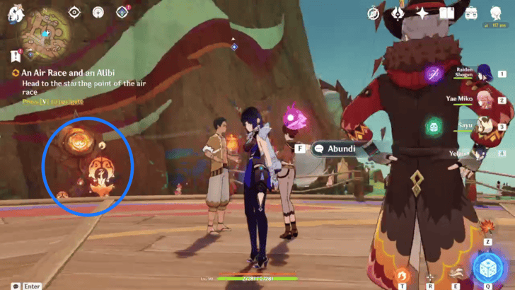 Genshin Impact An Air Race and an Alibi Walkthrough - Head to the starting point of the air race