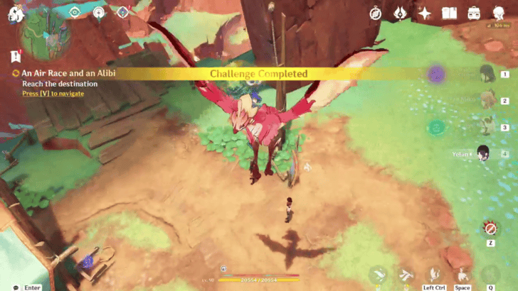 Genshin Impact An Air Race and an Alibi Walkthrough - Reach the destination