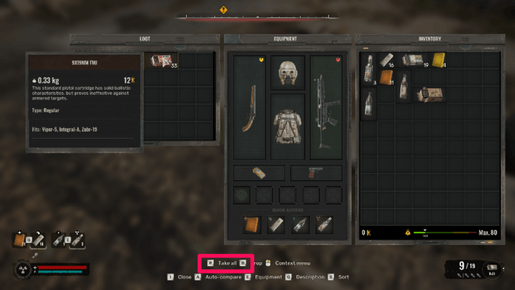 Press the Take All Button