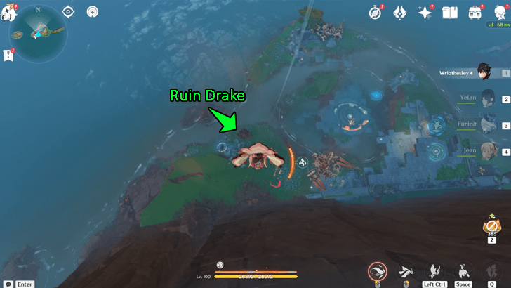 Defeat Ruin Drake to unlock the chest