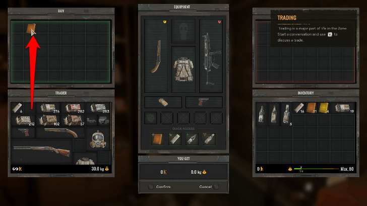 Place the Items You Want to Buy and Sell on the Above Window