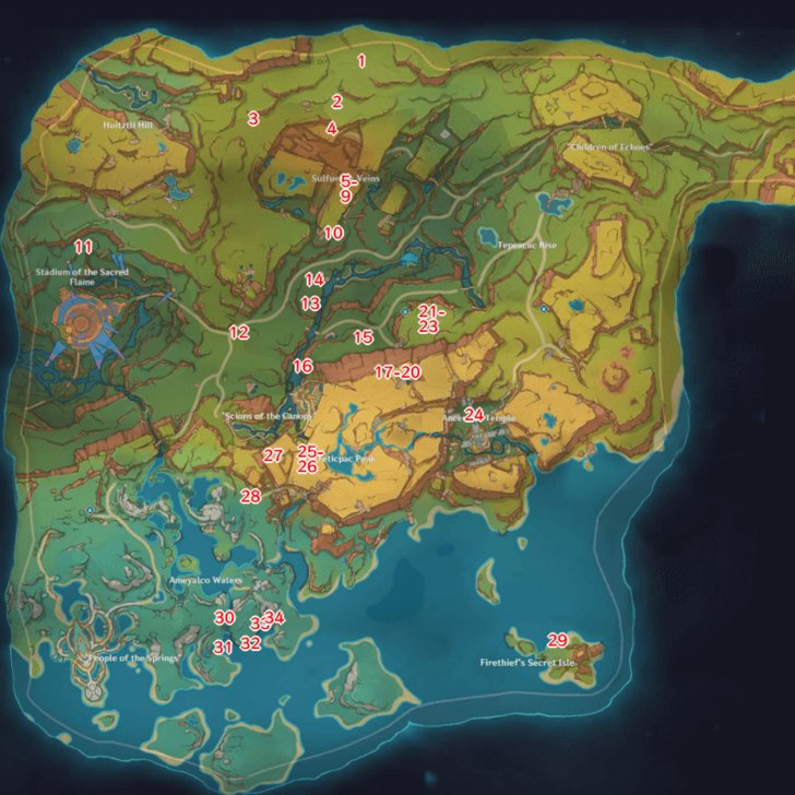 Genshin - Embercore Flower Locations