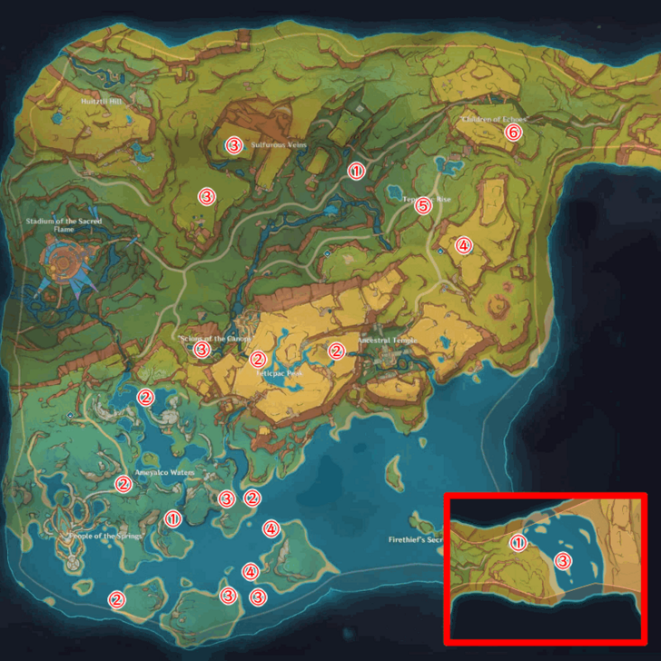 Genshin - Red Flamingo Natlan Locations