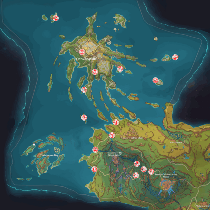 Genshin - Red Flamingo Ochkanatlan Locations