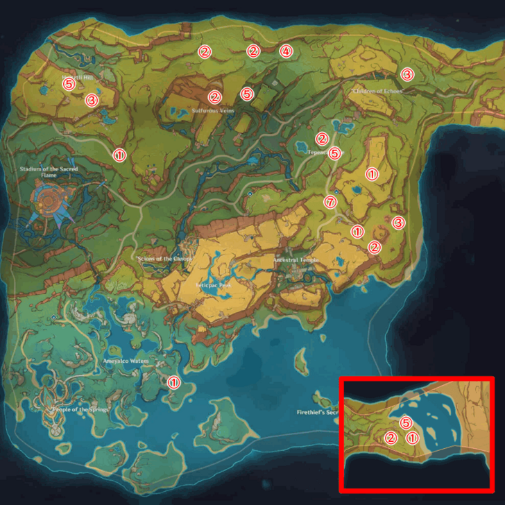 Genshin - Brown Deer Natlan Locations