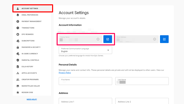Account Settings
