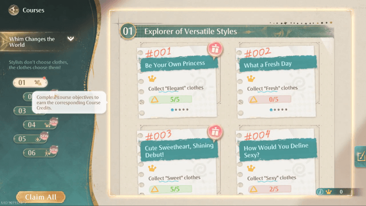 Infinity Nikki - Advanced Courses Tasks