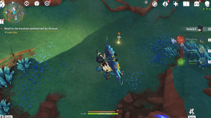 Genshin Impact Night-Wind Letter Walkthrough - Head to the location pointed out by Ororon