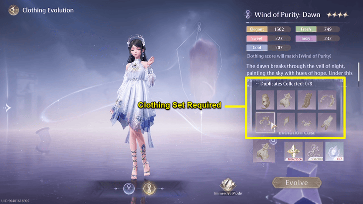 Infinity Nikki - Clothing Evolution Duplicates Require