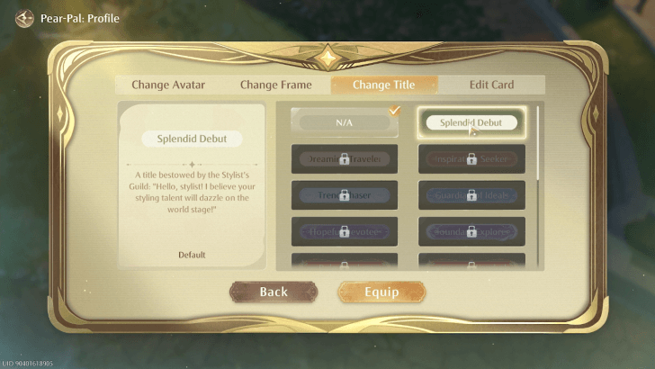 Infinity Nikki - Title Selection