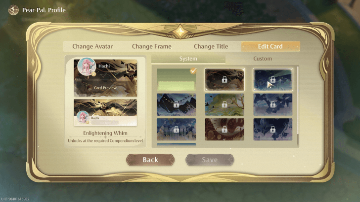 Infinity Nikki - Profile Card Menu