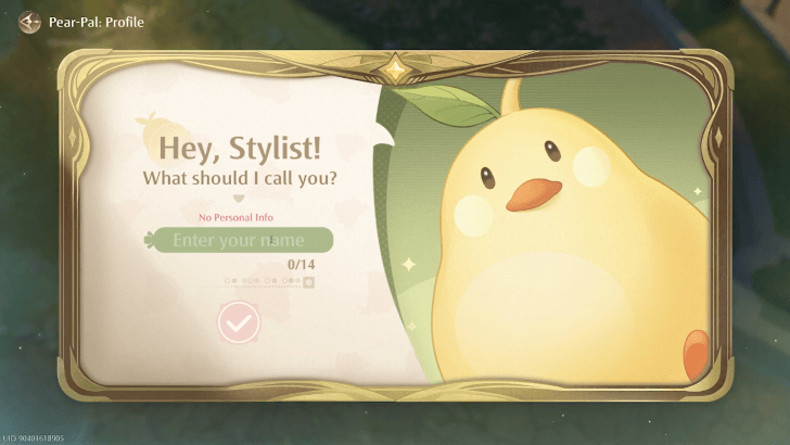 Infinity Nikki - Name Change Interface