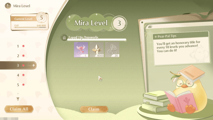 Infinity Nikki Mira Level 3 Rewards