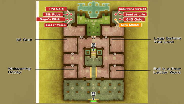 Dragon Quest 3 - Ibis Castle 1F Map Complete