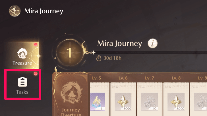 Mira Journey Tasks Button