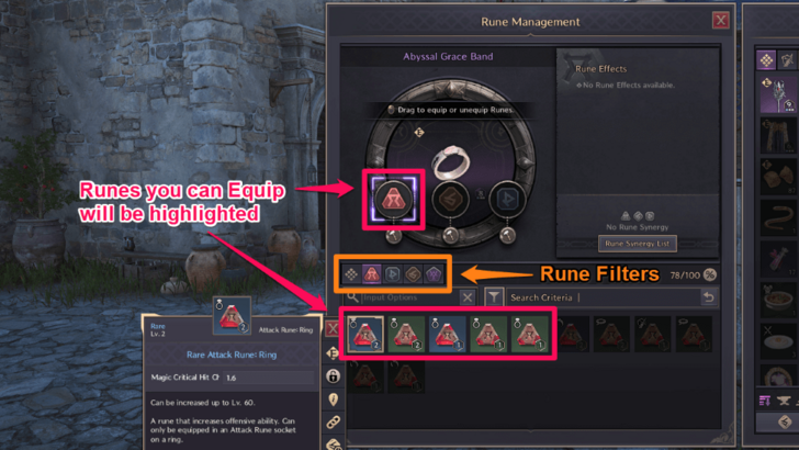 Throne and Liberty Equip Runes into Rune Sockets