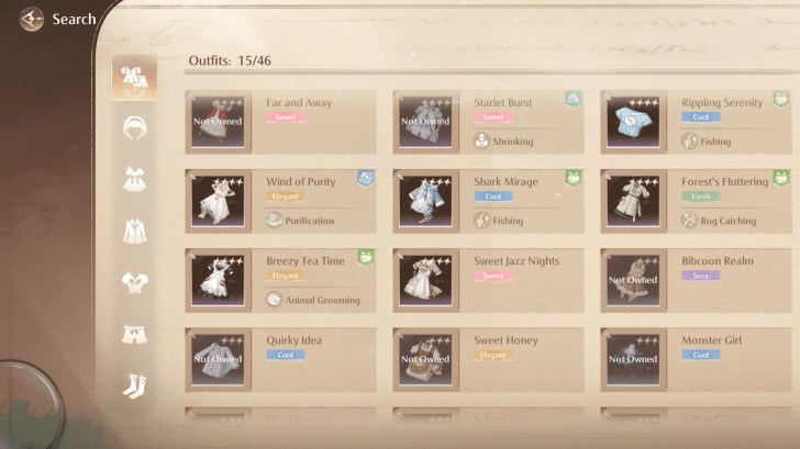 Infinity Nikki - Compendium Outfit List