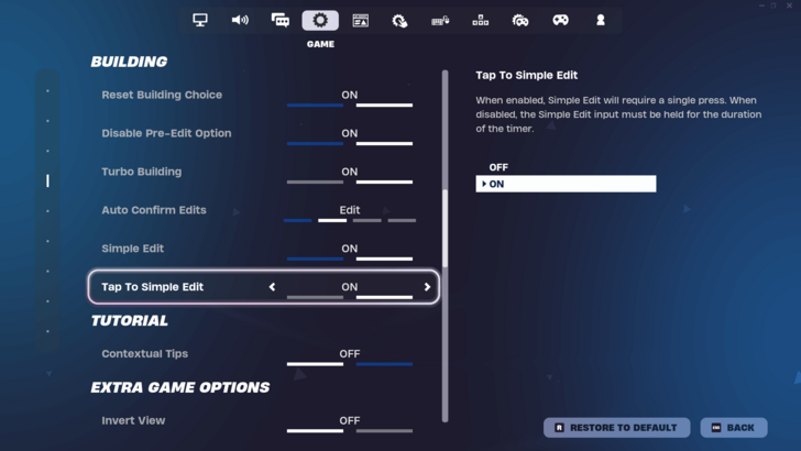 Tap to Simple Edit Setting