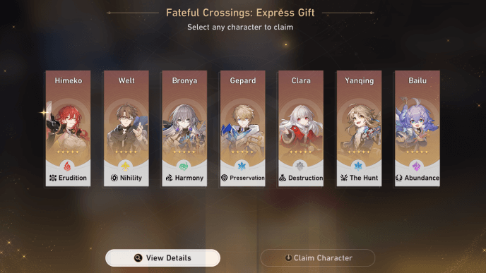 HSR - Express Gift 5-Star Character Selector