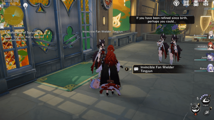 Honkai Star Rail - A Misfortune of Survivors Walkthrough - Interact With Invincible Fan Wielder Tingyun