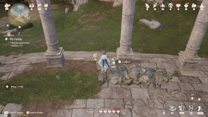 Infinity Nikki Pick up Injured Bird Feathers