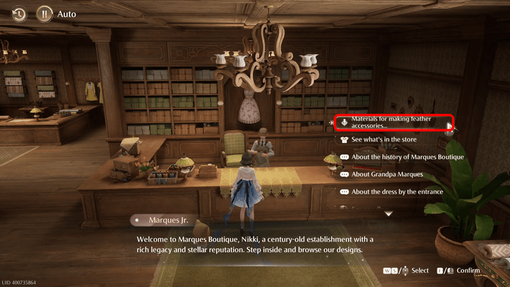 Infinity Nikki Give the Materials to Marques Jr