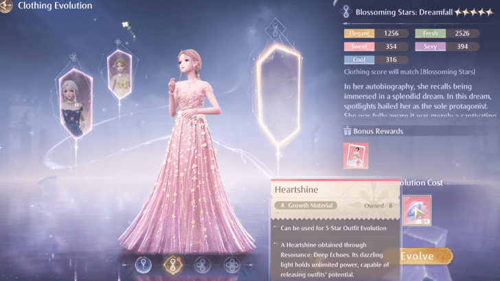 Heartshine Used to Evolve 5-Star Outfits