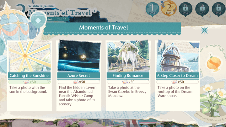 Wishfield Journal Event Objectives