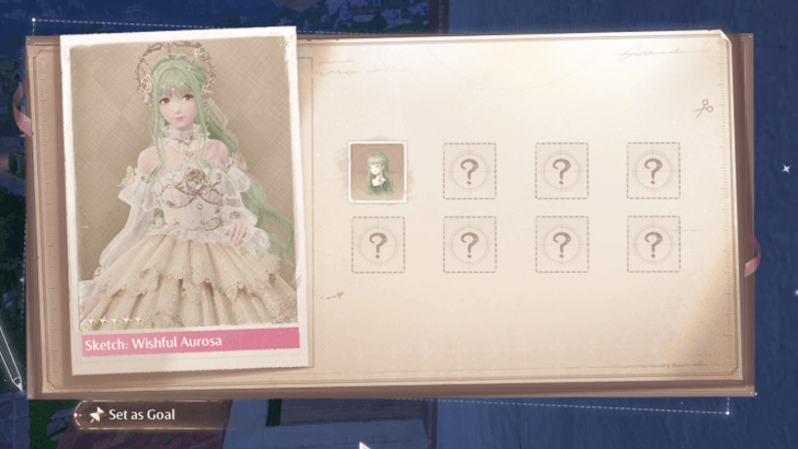 Go to the Dream Warehouse Quest - Get the Wishful Aurosa Outfit Sketch.png